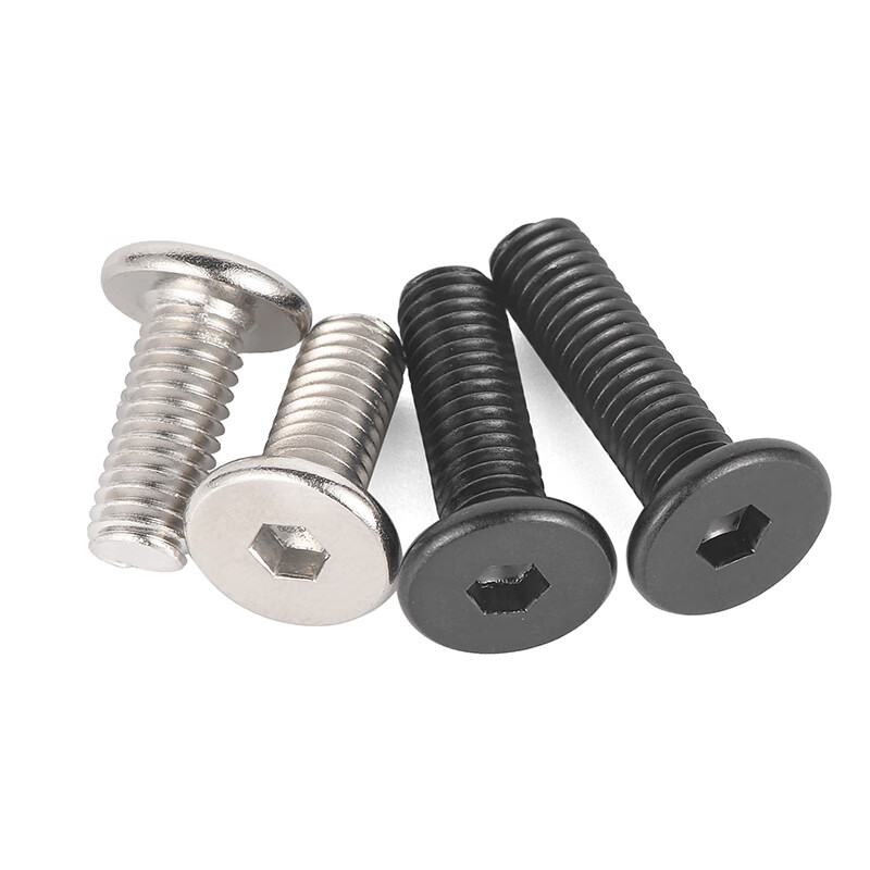 JINGGONG Grade 10.9 Black Flat Head Hexagon Screw CM Large Flat Head Thin Head Low Short Head Machine Screw Flat Head Bolt Nickel Plated M4*8*Head Diameter 8 (50 pcs)