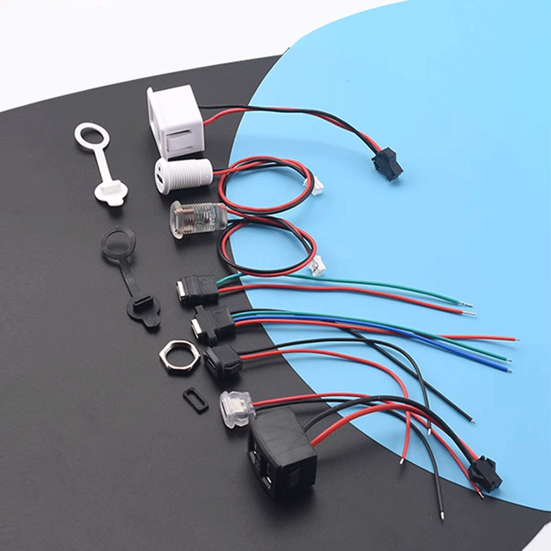 Zejie type-c with wire waterproof female base diy repair data charging port test C welding wire glue injection double-layer USB socket 2P black with light with nut dust cap PH2.0 line 15cm