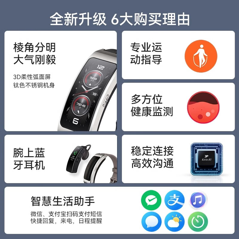 Huawei (HUAWEI) Huawei original smart bracelet sports smart Bluetooth headset two-in-one men's and women's heart rate phone health reminder watch multi-functional call waterproof step counting bracelet B7-sky gray-gray leather strap