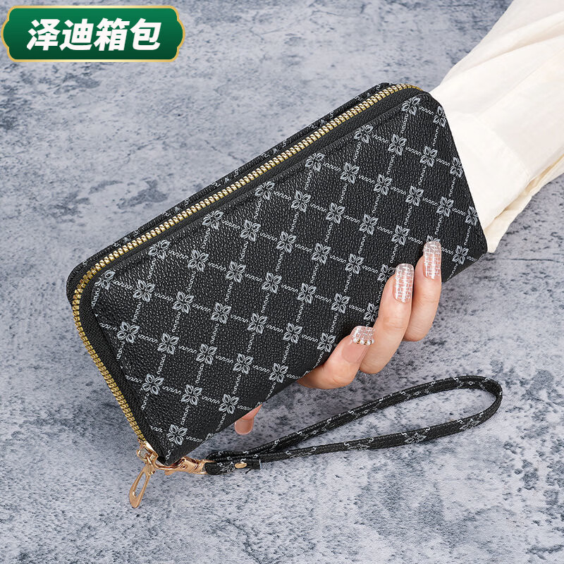 Ye Yuyunluo Valentine's Day Fashion Printed Wallet Women's New Year Carry-On Zipper Long Wallet Clutch Brown Brown