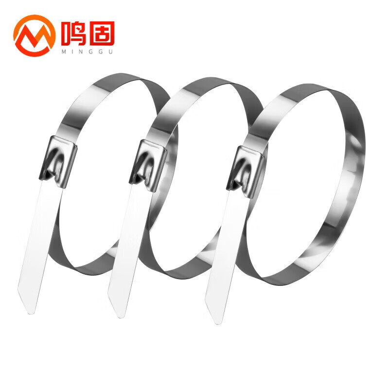 Minggu 304 stainless steel cable tie self-locking live buckle bundle wire harness wire tie tensioner metal wire hoop 4.6*200mm/50 pieces CD190112