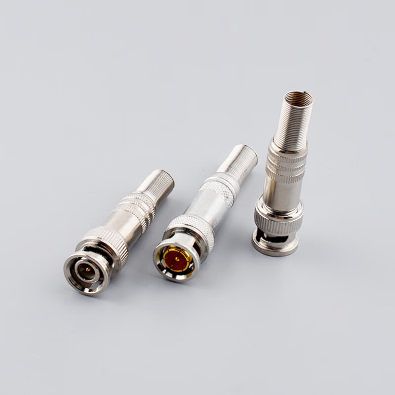 Zejie BNC connector analog surveillance camera 75-3-5 video cable plug bnc male copper core video tail cable Q9 head BNC video cable connector solderless male nickel plated (2 pieces)
