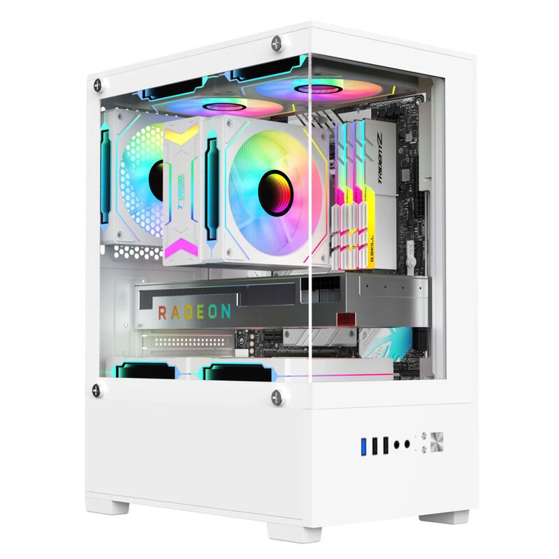 Nine-tailed fox sea view room column-free MINI computer case desktop double-sided glass side see-through/support MATX motherboard/120 water cooling T09 column-free MINI sea view room white empty box