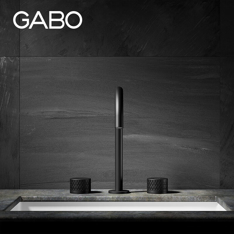 GABO home sink basin faucet kitchen island basin faucet double hole faucet 19SY015-HD matte black 19SY015-HD