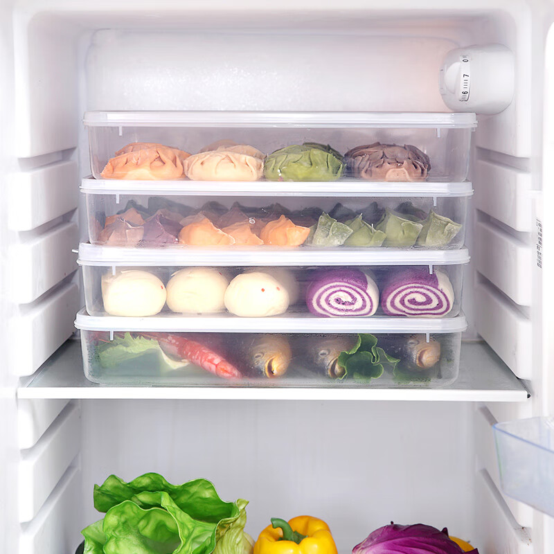 Hualeji Dumpling Box Heightened Dumpling Storage Box Quick-frozen Household Multi-layer Refrigerator Storage Sushi Covered Frozen Dumpling Box Heightened Model 3 Pack