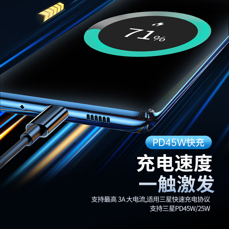 CangHua is suitable for Samsung data cable double-ended Type-C 3A charging cable super fast charging S25+/S25 Ultra/S24/23/W25/Flip/Z Fold6/C55 1.5 meters