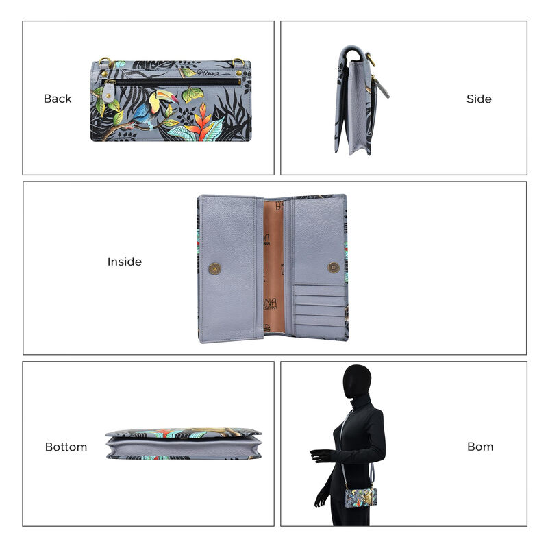 Anna by Anuschka Women's Original Leather Hand Painted Wallet, Rainforest Friends Rainforest Friends One Size