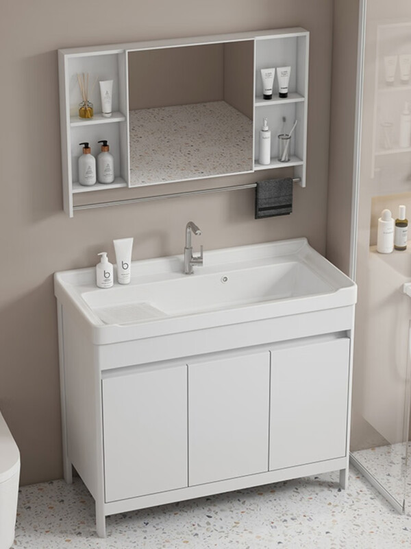 Jomoo's new space aluminum bathroom cabinet floor-standing balcony laundry basin with washboard integrated bathroom ceramic washbasin ds 90cm washboard complete set