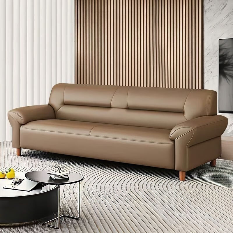 Ji Shilun Nordic leather sofa modern simple small apartment double three-seater living room home leather art sofa cat scratch leather cat scratch leather light gray + sponge + latex + solid wood frame three persons 1.7m - factory direct sales