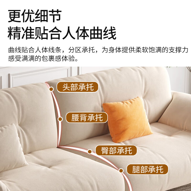 Duwo fabric sofa living room modern simple sofa small apartment double seat straight sofa 1.8m light gray