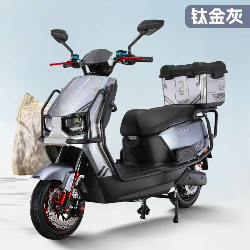 The new Cangqiong electric car for adults, 72V takeaway long-distance running battery car, 96V high-power hill climbing electric motorcycle, titanium gray-exclusive model-comes with bumper tail box, 72V60 safe portable lithium battery
