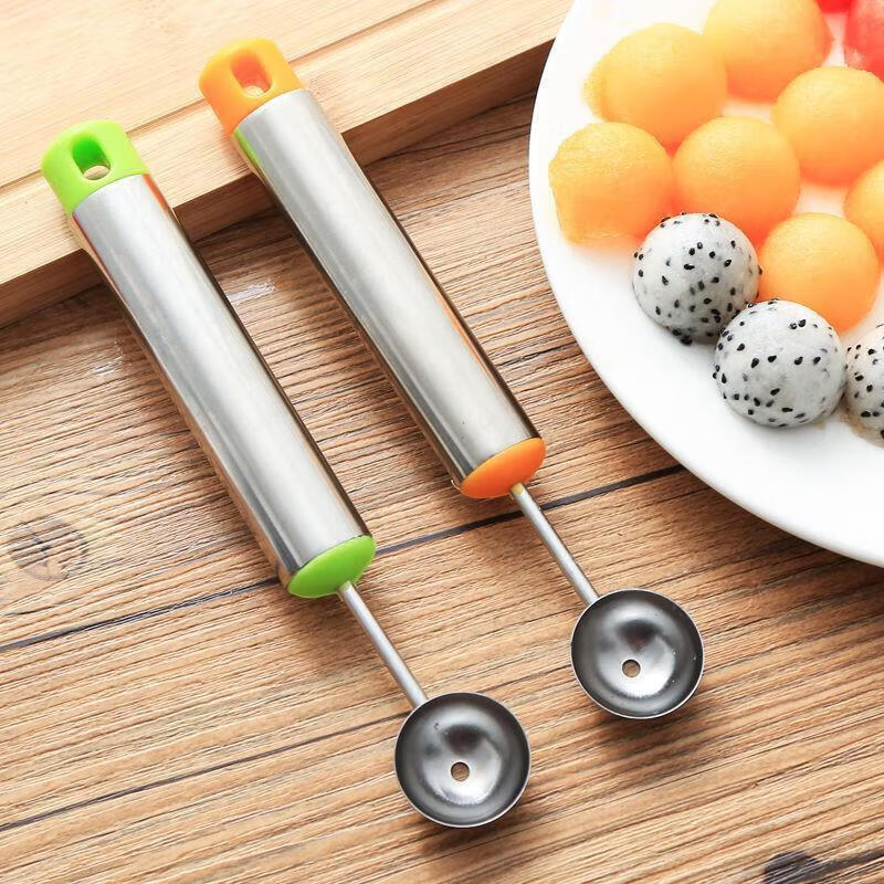 Rice harvesting fruit fork, stainless steel watermelon fruit cutter, ice cream ball scoop, multifunctional fruit scoop, carved ball scoop, carved knife