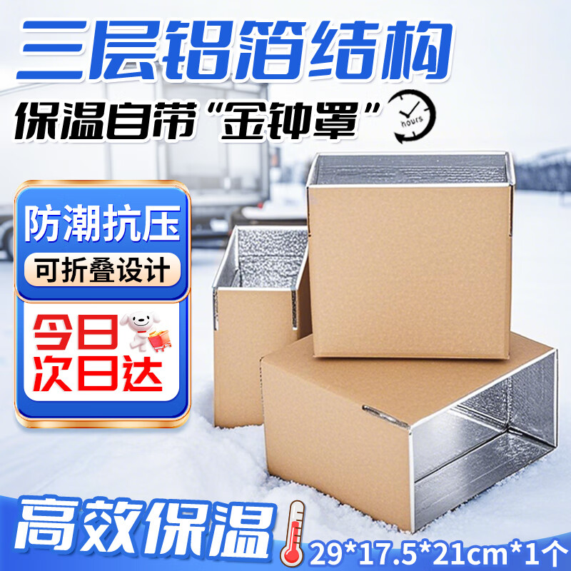 Befute Insulated Box Foam Box Aluminum Foil Insulated Box Fresh Fruit Logistics Cold Chain Fresh Packaging Box Express Box No. 5 290*175*210mm*1