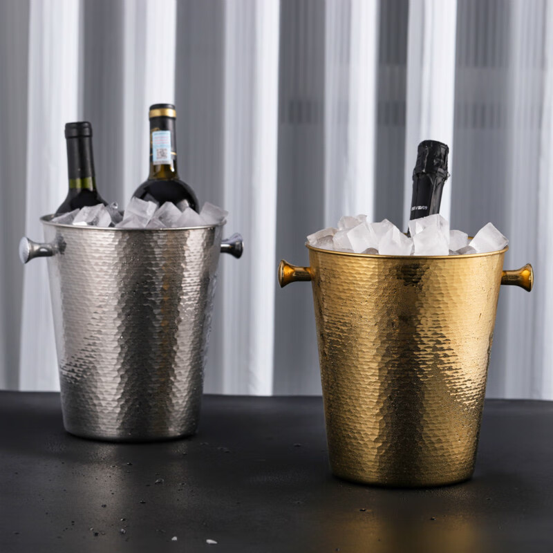 VOZVO European-style antler champagne bucket home wine ice bucket commercial restaurant bar thickened metal ice bucket light luxury 2L gold scale striped style