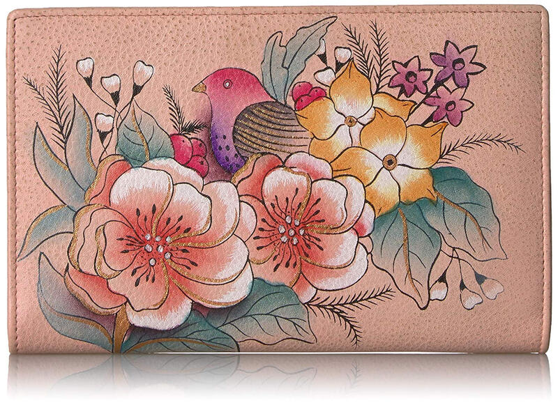 Anna by Anuschka Women's Hand-painted Cowhide Wallet Bifold Style Available in 2020 Light Luxury Style Vintage Garden One Size