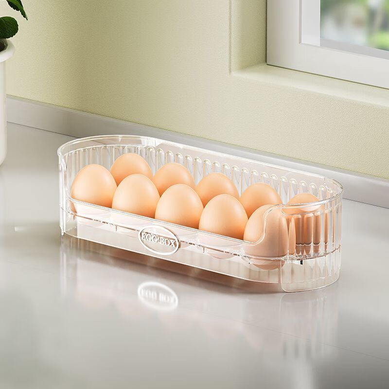 Qinkai stackable transparent egg storage box, crisper box, special organization and storage, flipping egg box, egg tray, stacked egg box, 1 layer