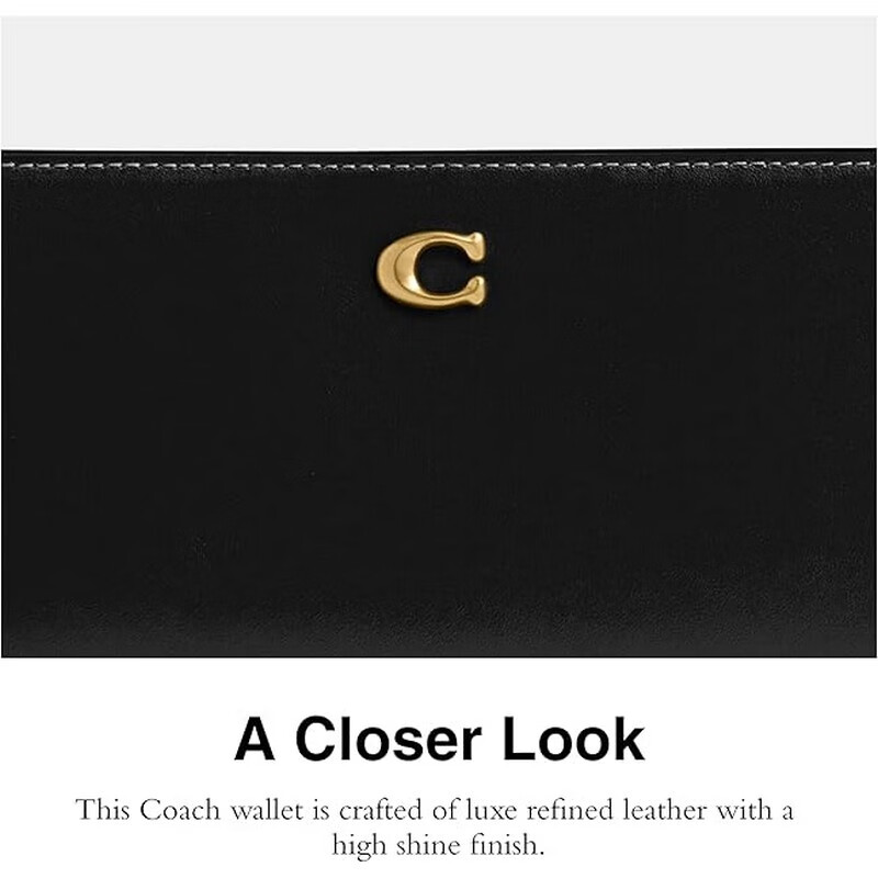 COACH Women's Wallet Clutch Camellia Music Bag Birthday Gift 2025 New Women's Bag Luxury Fashion Black One Size