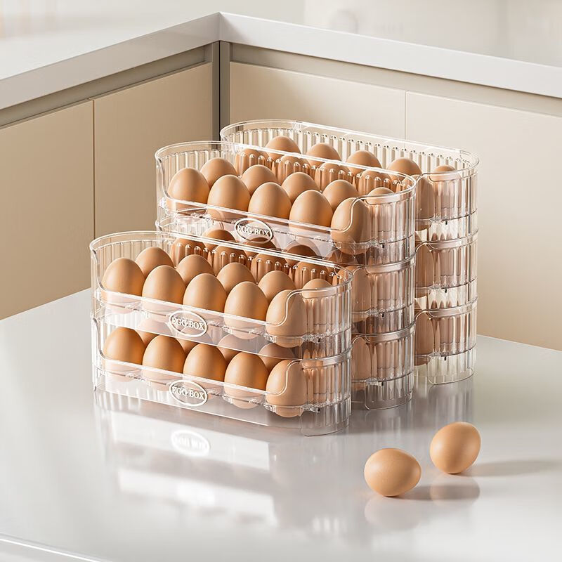 Qinkai stackable transparent egg storage box, crisper box, special organization and storage, flipping egg box, egg tray, stacked egg box, 1 layer