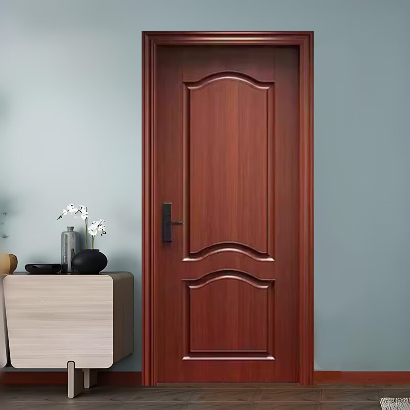Solid wood door, bedroom door, oak painted door, walnut color room door set, indoor door, sanitary door, customized original wood door, rubber wood painted door style 1