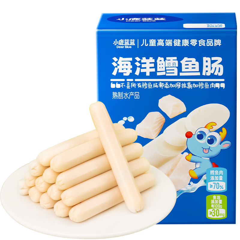 Fawn Blue Ocean Pollution-free Cod Sausage Baby and Children's Snacks Craving Snacks Prebiotics Cod Sausage 300g