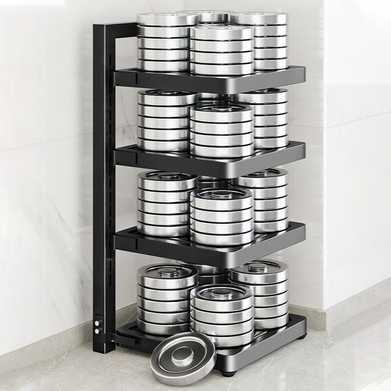Multi-layer home kitchen kitchen shelf multi-layer household multi-functional cabinet under sink pot stove layered pot rack storage adjustable gun gray layer distance can be adjusted 3 layers
