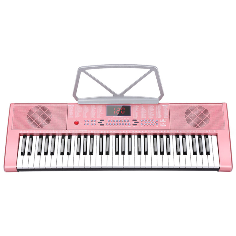 Meirkergr MK-288 Pink Basic Version + Piano Stand 61-Key Multi-Function Teaching Electronic Keyboard Children's Beginner Musical Instrument Connected to Microphone Headset Mobile Pad with Piano Stand