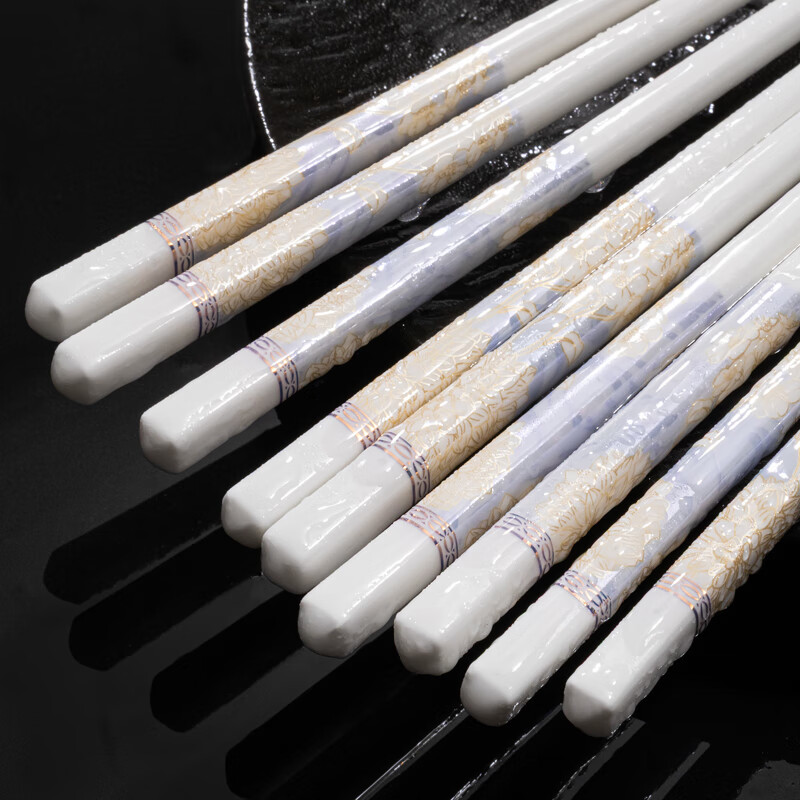 Thousand-Year-Old Ceramic Chopsticks High-end 99.9% Antibacterial Rate High Temperature Resistant Household Mildew-proof Hotel Tableware 10 Pairs kz0662