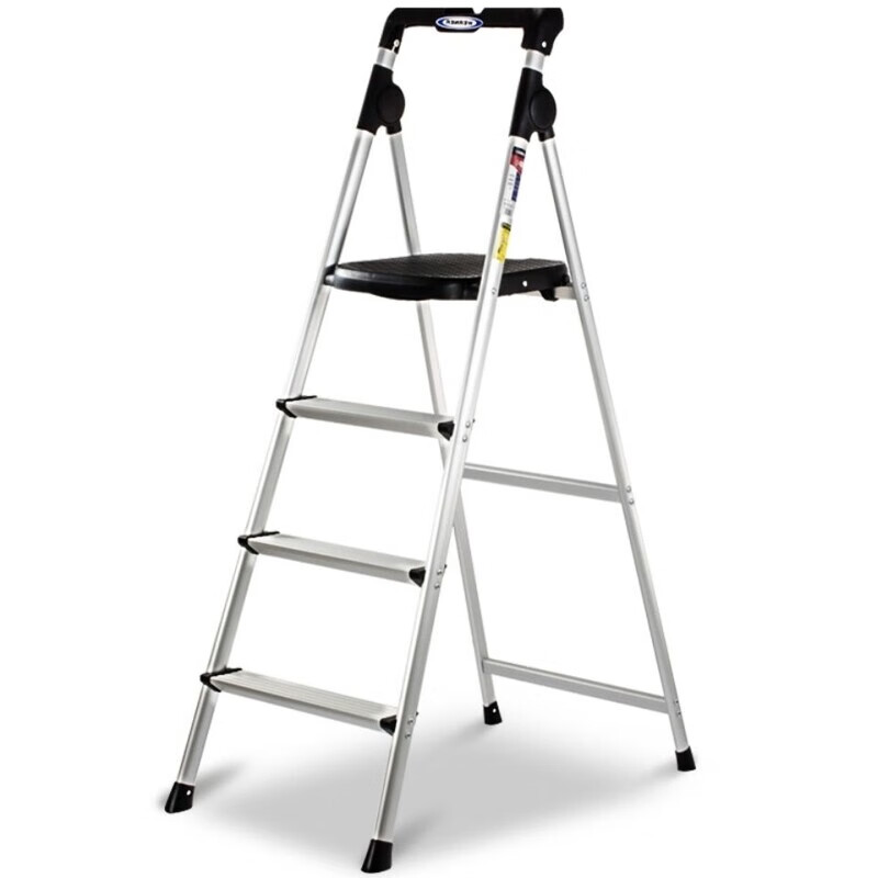 Stable AJ4 aluminum alloy ultra-light multi-functional household 4-step folding ladder that does not take up space. Stable AJ4 aluminum alloy ultra-light multi-functional household 4-step folding ladder does not take up space.