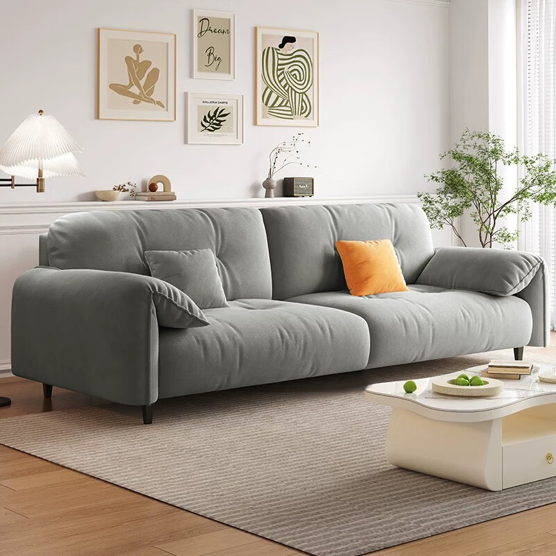 Duwo fabric sofa living room modern simple sofa small apartment double seat straight sofa 1.8m light gray