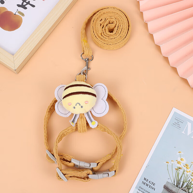 Cat traction rope to prevent break-away, special pet rabbit vest for walking cats, special cat walking chain, cat rope, yellow M size, recommended 7-15 catties