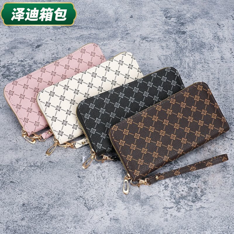 Ye Yuyunluo Valentine's Day Fashion Printed Wallet Women's New Year Carry-On Zipper Long Wallet Clutch Brown Brown