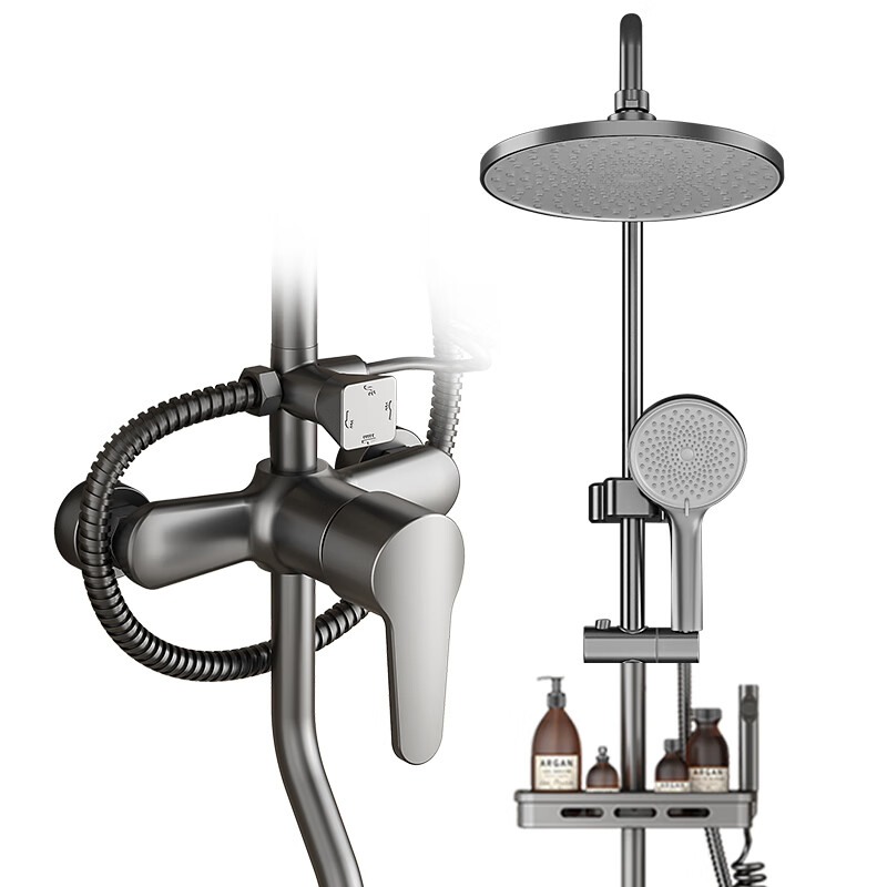 Breda shower set home bathroom shower shower faucet three-piece set pressurized shower head bather black four-stop water outlet stainless steel set