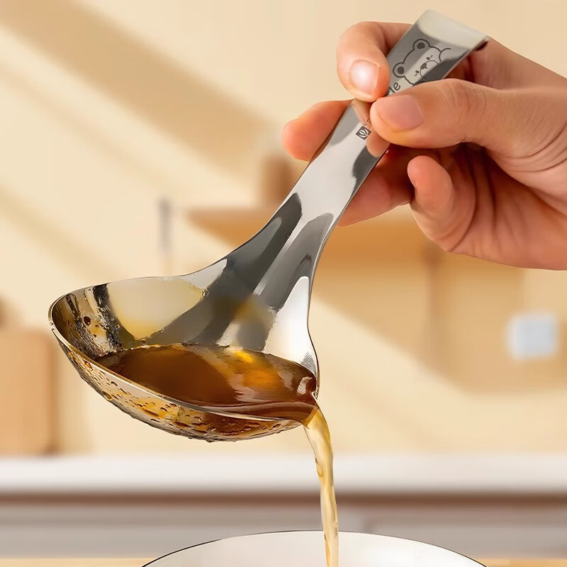 Guofeng 316 stainless steel spoon household eating spoon food grade porridge spoon meal spoon drinking spoon large 316 steel diversion spoon small size 1 pack