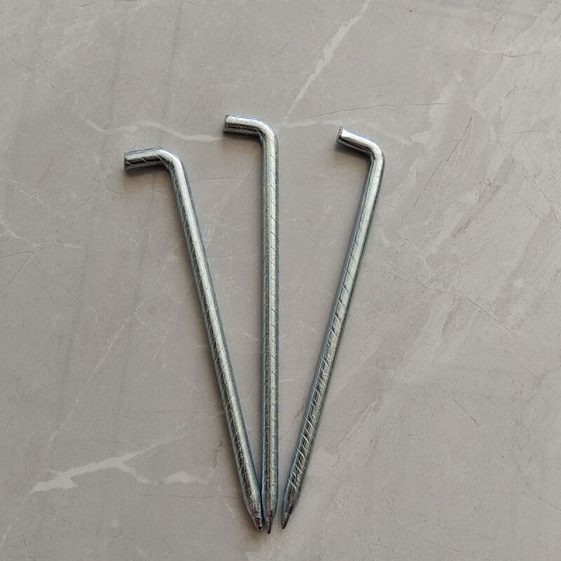 ZANLUTONG radiator hook nail support hook water pipe iron nail straight hook threaded iron hook gardening ground nail turf fixed steel bar ground nail straight hook (25cm long x 8.8mm thick) 10 pieces