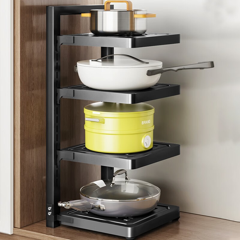 Multi-layer home kitchen kitchen shelf multi-layer household multi-functional cabinet under sink pot stove layered pot rack storage adjustable gun gray layer distance can be adjusted 3 layers