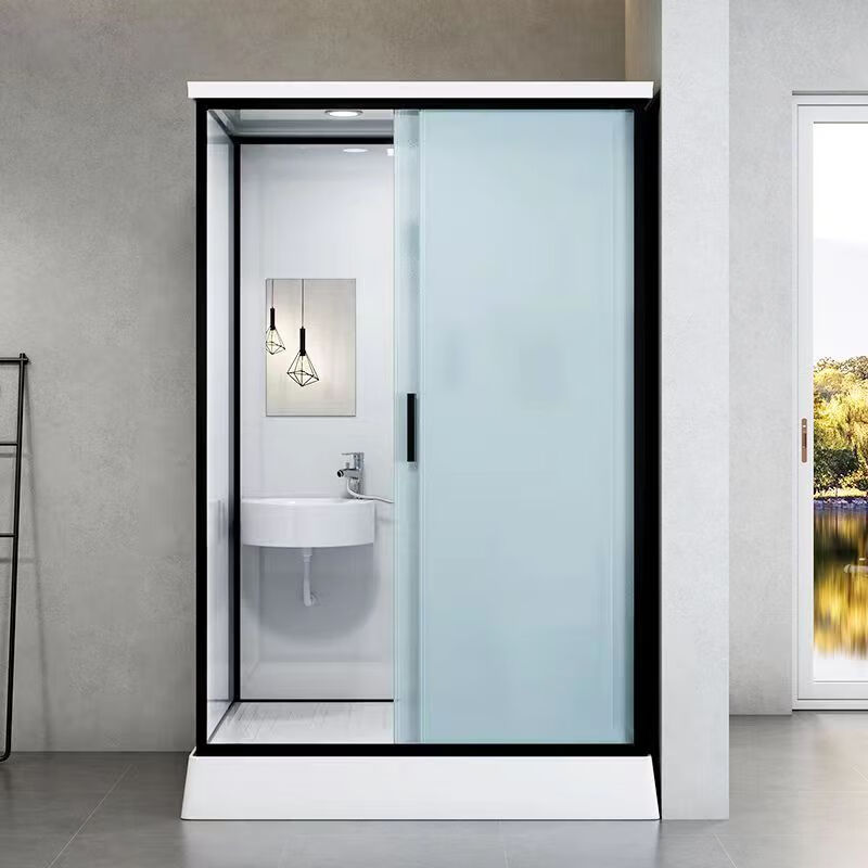 Jomoo integrated shower room SMC integrated toilet integrated mobile shower room factory dormitory apartment room renovation room black frame 1.4*1.1 front door does not include toilet + new does not include steam