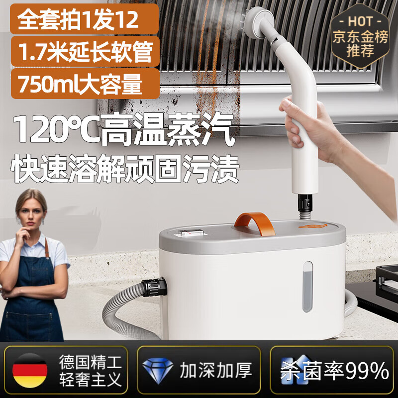 Aoyanlai German quality high-temperature steam cleaner high-pressure household cleaning kitchen range hood window glass wiper gas stove sofa high-temperature steam cleaner DC motor