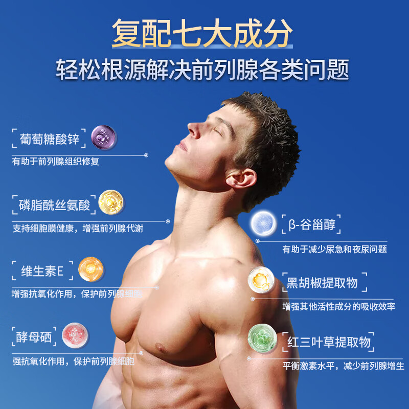 Skyoo American brand saw palmetto, frequent urination, urgent urination, incomplete urination, perineal pain, focus on prostate health, cycle pack, buy 2 get 1 free, 80% of customers choose 60 capsules*3 bottles