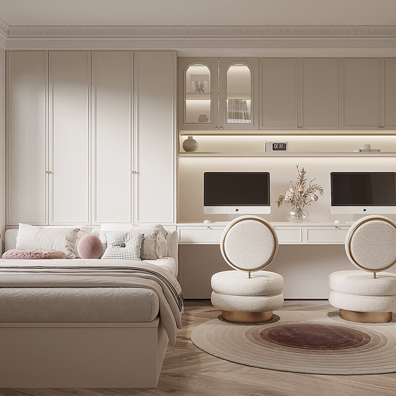 Hualeji Tianjin whole house custom-made French cream style children's room desk wardrobe integrated tatami custom furniture customization Make an appointment to consult in the store