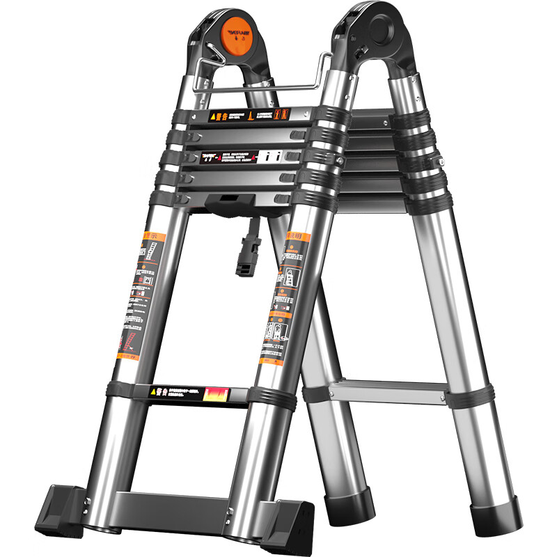 BAFEN Telescopic Ladder Multifunctional Herringbone Ladder Foldable Engineering Thickened Liftable Portable Stainless Steel Home Straight Ladder Multifunctional 2.5 = Straight Ladder 5.0 Meters Stainless Steel *1