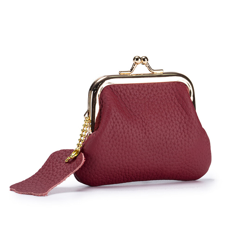 VANLEMN Danish Compact Genuine Leather Key Bag Coin Purse Women's First Layer Cowhide Coin Bag Mini Clip Bag Black Mini