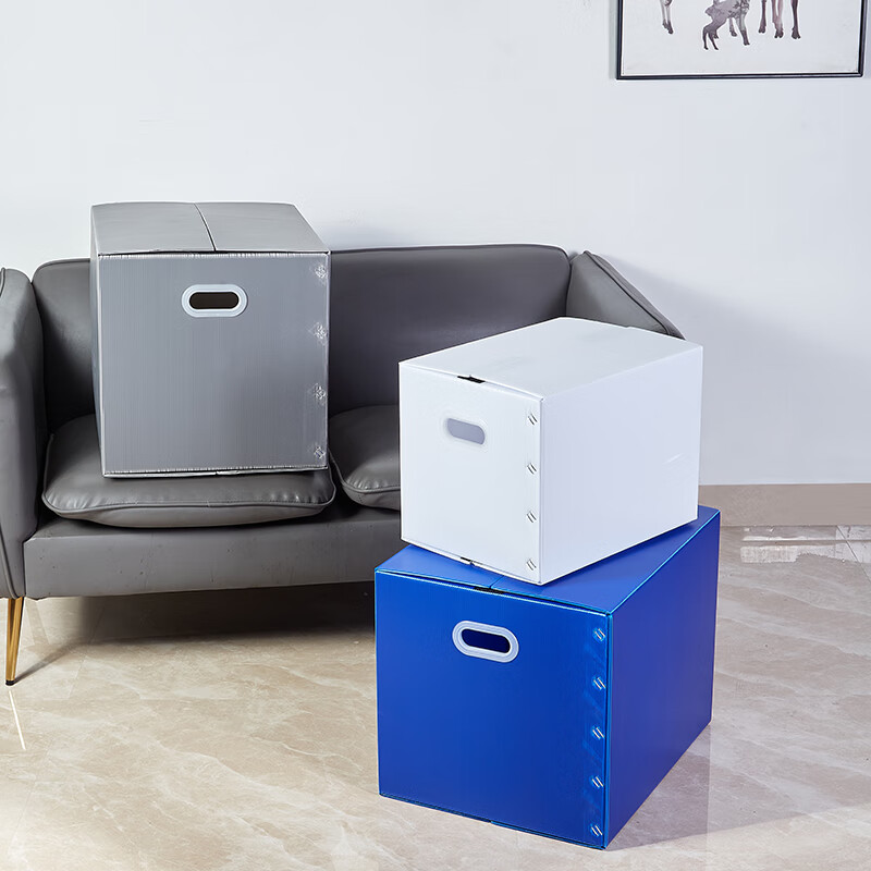 Japanese-style moving plastic box foldable storage box waterproof turnover box packing storage box hollow board non-carton gray 5 pieces 60x40x50CM Velcro style no tape