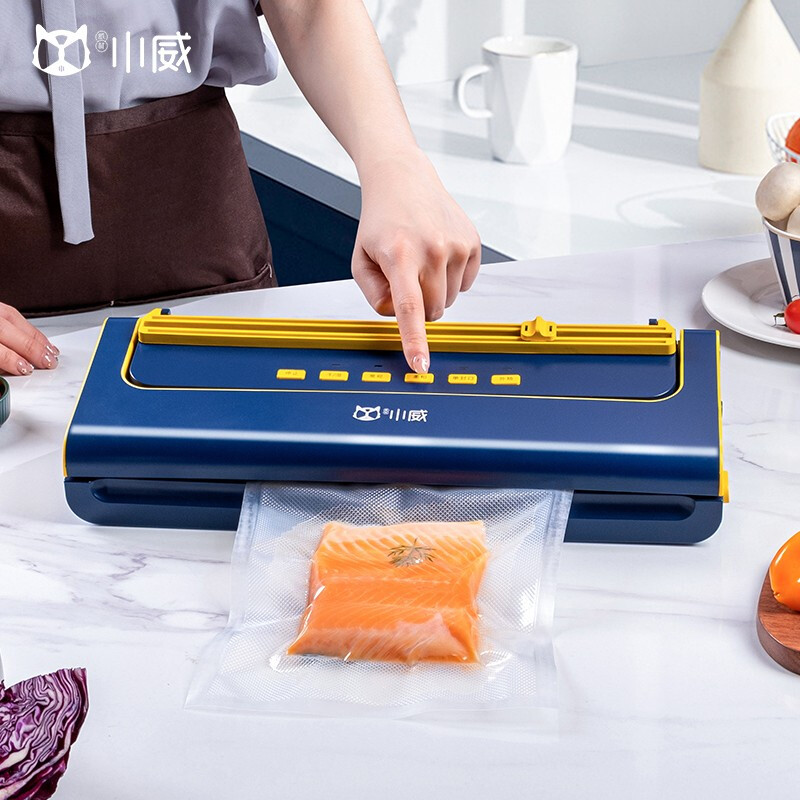 Willin Xiaowei vacuum sealing machine household food plastic sealing machine dry and wet oil powder universal large suction fast evacuation packaging fresh-keeping belt cutter V72A standard package 50 free vacuum bags