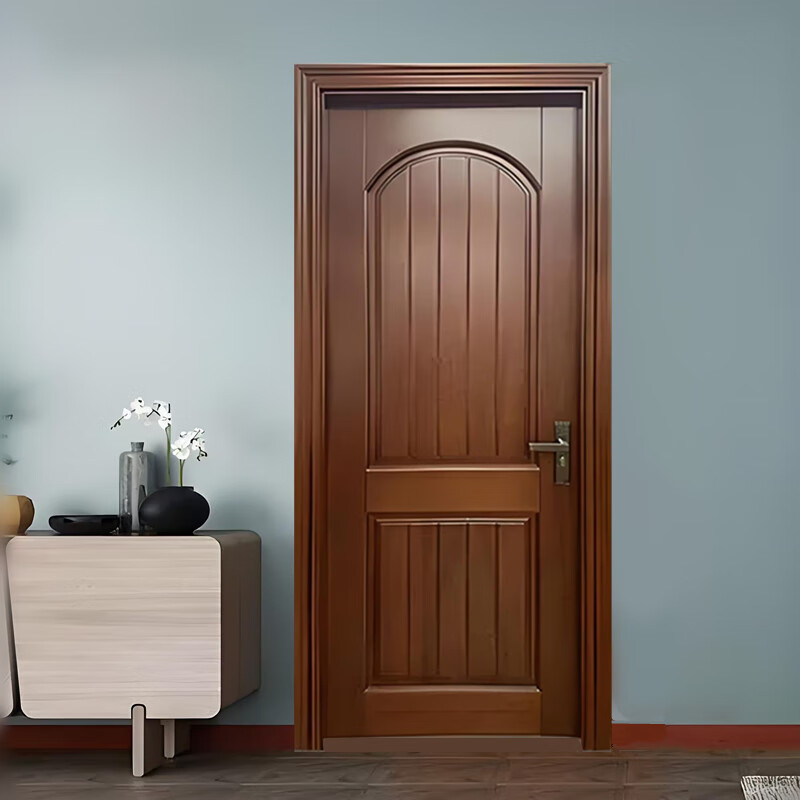 Solid wood door, bedroom door, oak painted door, walnut color room door set, indoor door, sanitary door, customized original wood door, rubber wood painted door style 1