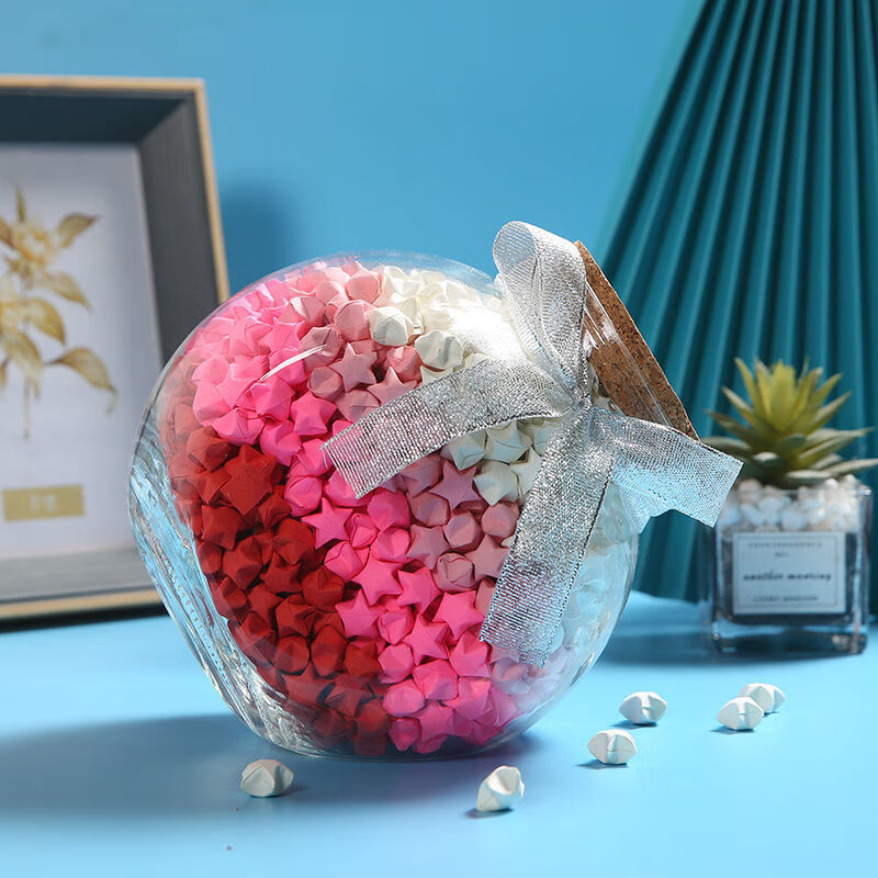 LZJV Lucky Star Bottle Shell Glass Jar Cork Wishing Bottle Star Finished Drift Bottle Creative Teacher's Day Gift Collection Send Light Medium Bottle Empty Bottle