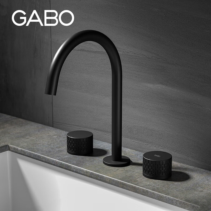GABO home sink basin faucet kitchen island basin faucet double hole faucet 19SY015-HD matte black 19SY015-HD