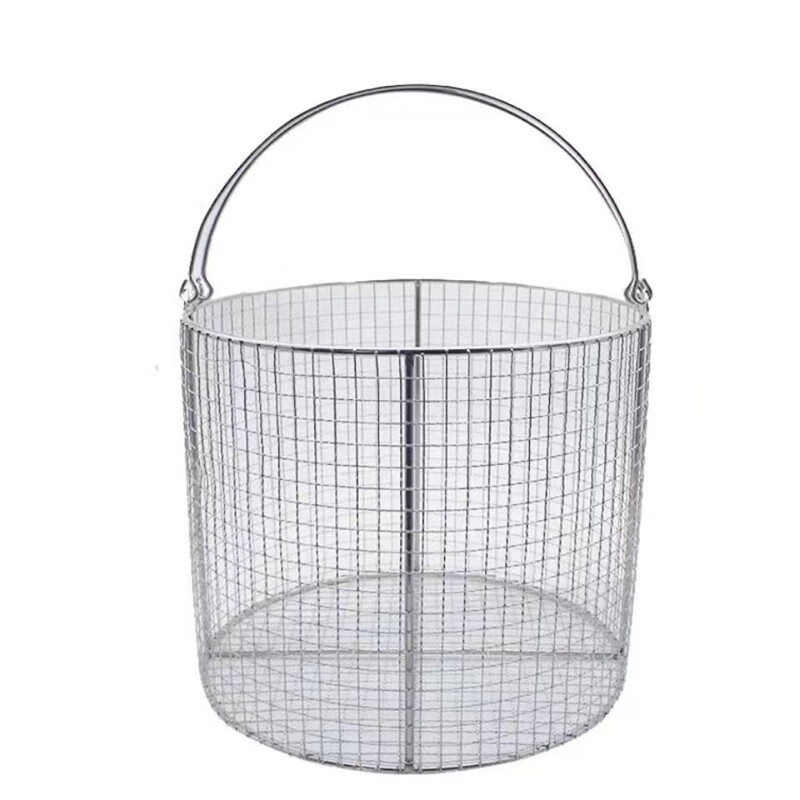 GIOIO round food grade 304 stainless steel mesh basket mesh basket drenching basket braised meat bucket liner hanging basket Chinese medicine filter mesh basket 2 mm mesh round basket diameter 30 cm high 30 cm