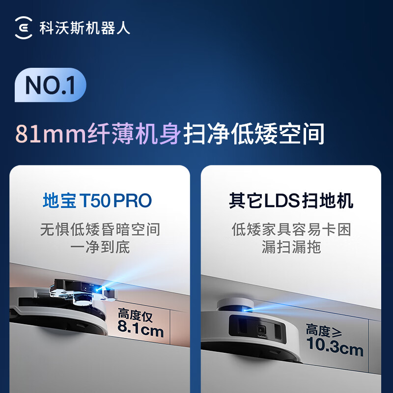 Ecovacs T50 PRO sweeping robot, all-in-one sweeping and mopping automatic cleaning smart home dual robot arm hair-free automatic water supply and drainage version New Year's gift (supports Hongmeng Intelligent Connect)