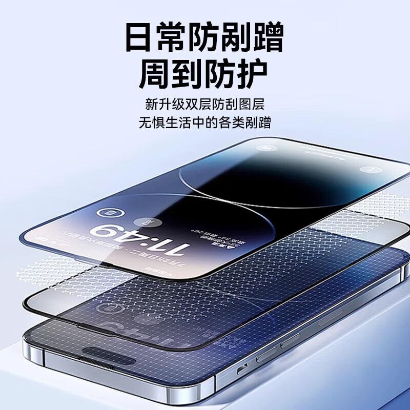 <New> Deyou suitable for iPhone 14/15/16 series high-definition silk screen high-aluminum explosion-proof tempered film Explosion-proof tempered film iPhone 15