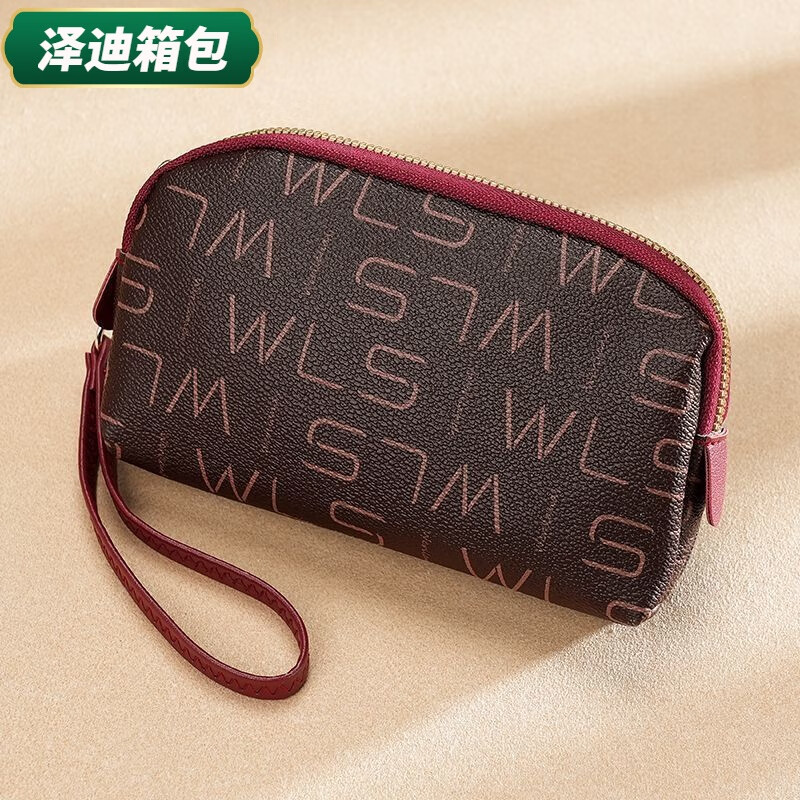 Ye Yuyunluo Valentine's Day handbag clutch bag Japanese and Korean fashion versatile casual mobile phone bag women's coin purse simple long wallet/burgundy new affordable anti-degaussing